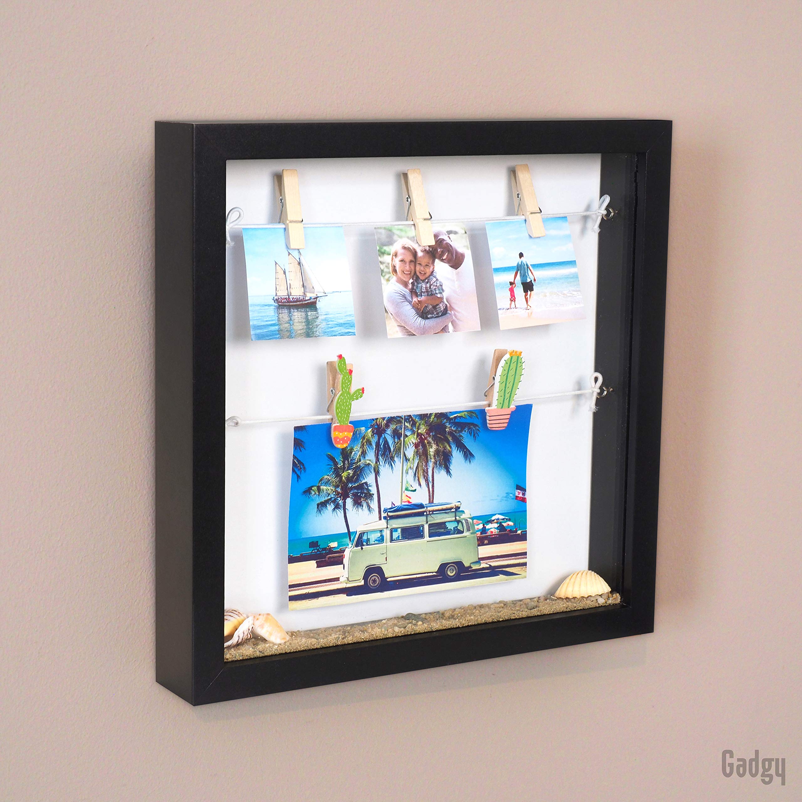 Buy Gadgy Shadow Box Frame with 18 Clips 10 x 10 Inch. Picture Box