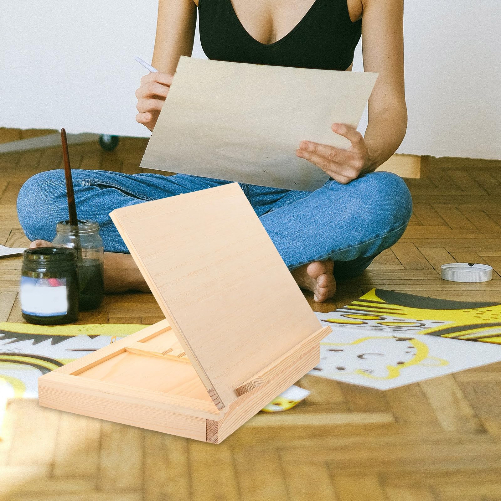 Tablero de Dibujo de Madera Portátil con Cajón para Estudiantes