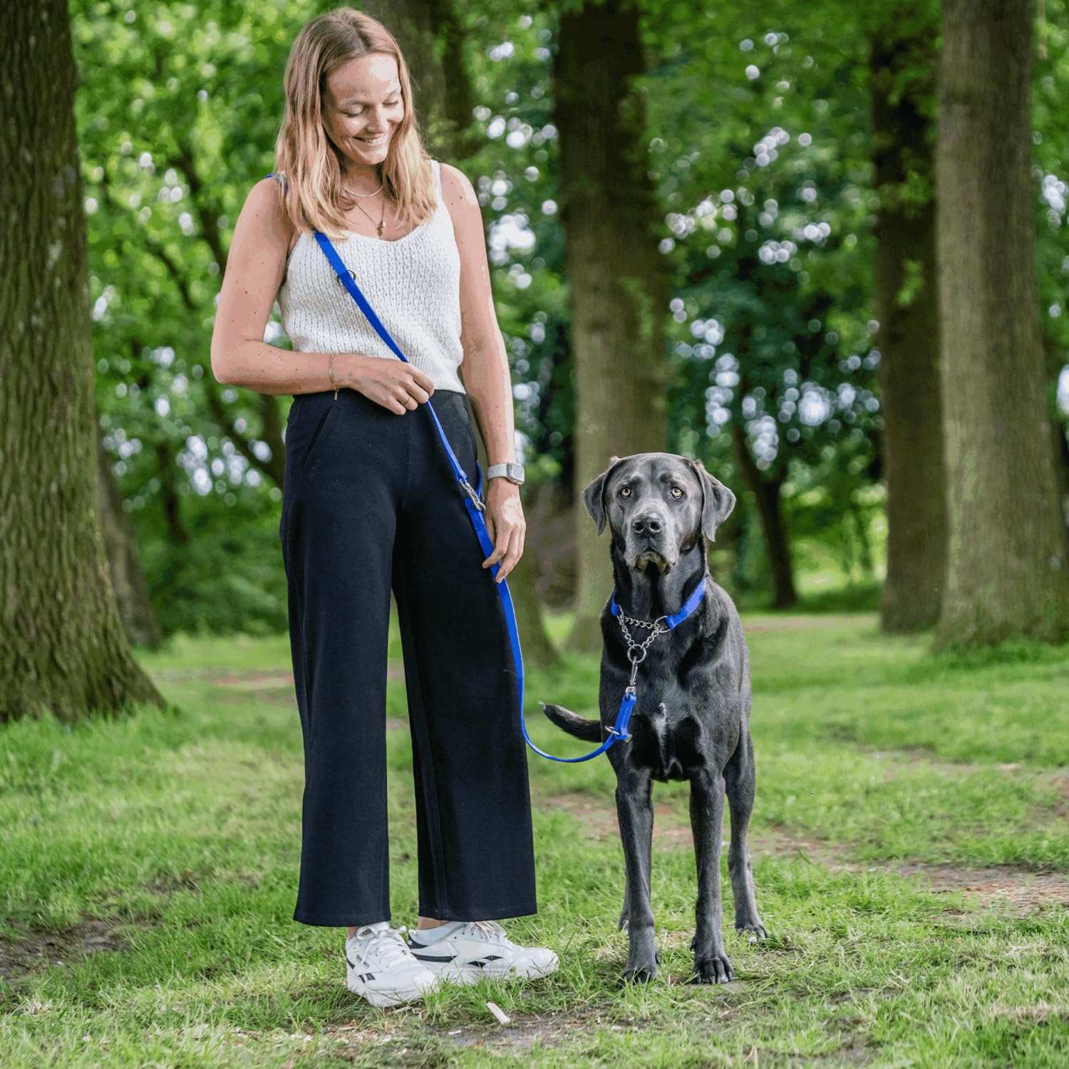 Sprenger BioThane® Hundeleine 3-Fach verstellbar, 2,3 m – extrem reißfest, pflegeleicht, wasserabweisend, für große Hunde, Blau