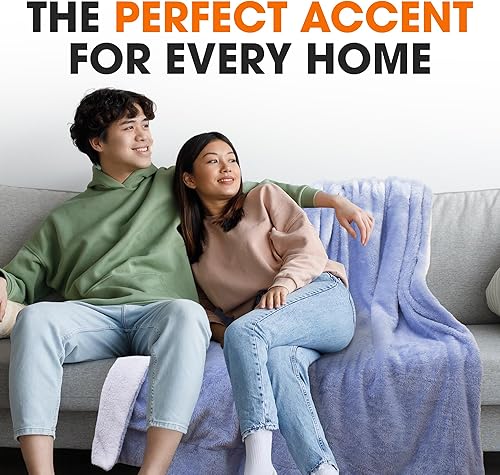 Miniatura 4 de Cheer Collection Manta de microsherpa para sofá, dormitorio, sala de estar, viajes, terciopelo suave de lujo, decoración elegante del hogar, manta