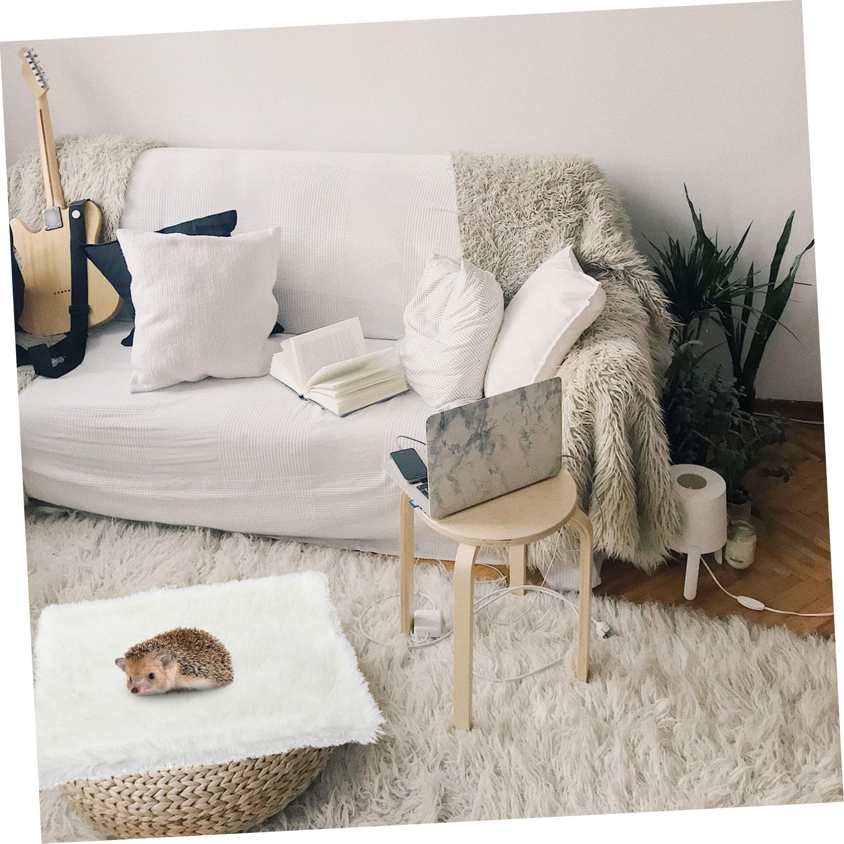 FRCOLOR Coperta per Animali in Peluche, Doppio Strato Caldo e Confortevole | Bianco, Tessuto Lana Artificiale, per Cani e Altri Pet, Adatta a Soggetti Anziani o Mobilità Ridotta