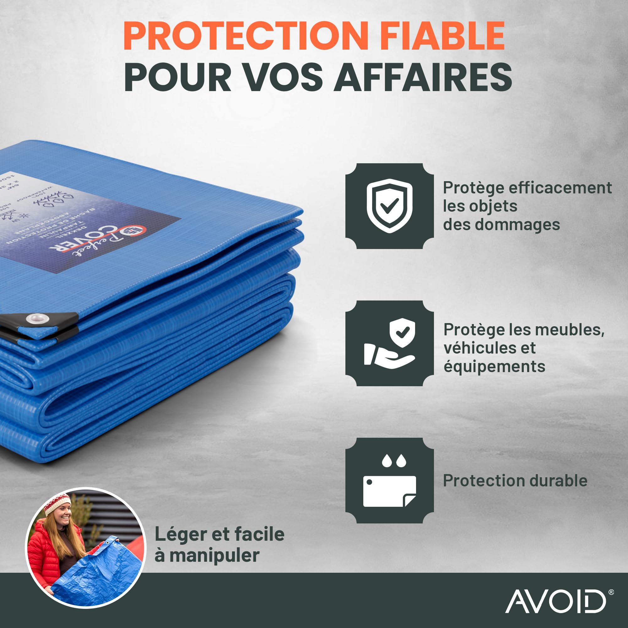 Bâche De Protection Extérieure 80g/m² 8x10m Bleu - Imperméable, Anti-UV, Œillets Métalliques - Idéale Serre, Jardin, Bois