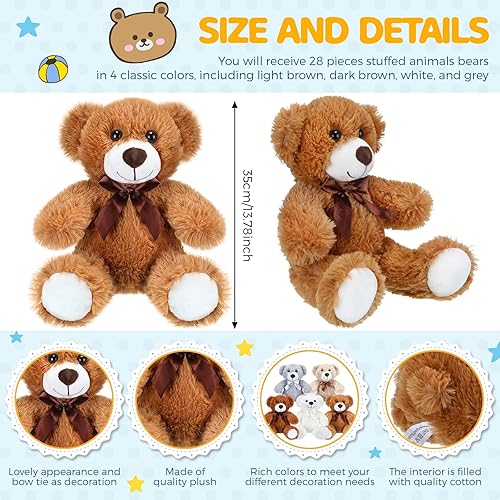 Miniatura 2 de 50 osos de peluche a granel con lazo de cinta de 137 pulgadas juguetes de peluche suaves para Navidad San Valentín cumpleaños boda baby shower