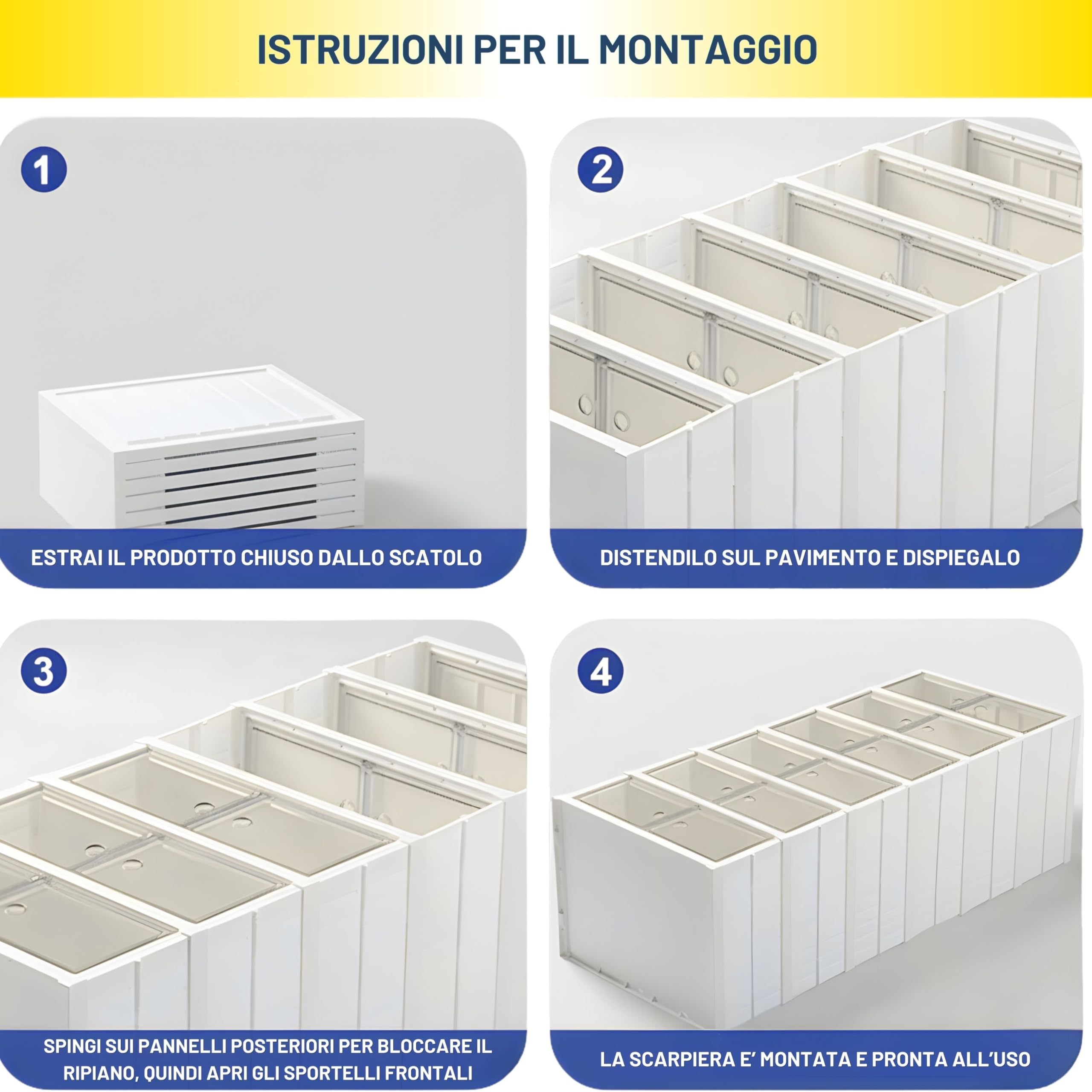 YASTA Scarpiera Moderna Salvaspazio, Mobiletto Porta Scarpe a Incastro, 6 Scomparti con Ante Trasparenti, Organizer Armadio Pieghevole, Scatole per Scarpe Impilabili, Design Modulare Salva Spazio