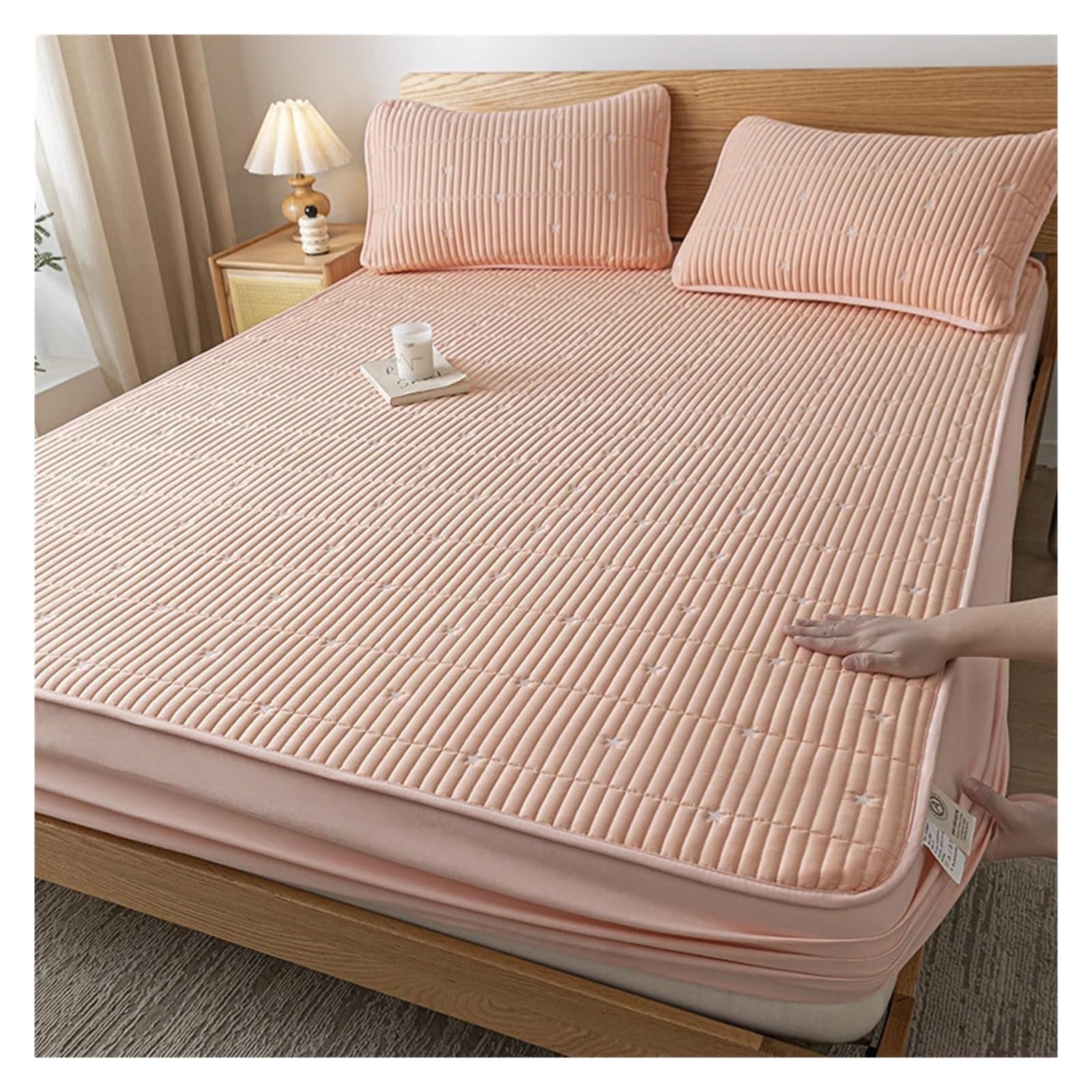 Protège-matelas imperméable 140x200 brodé Star Pink