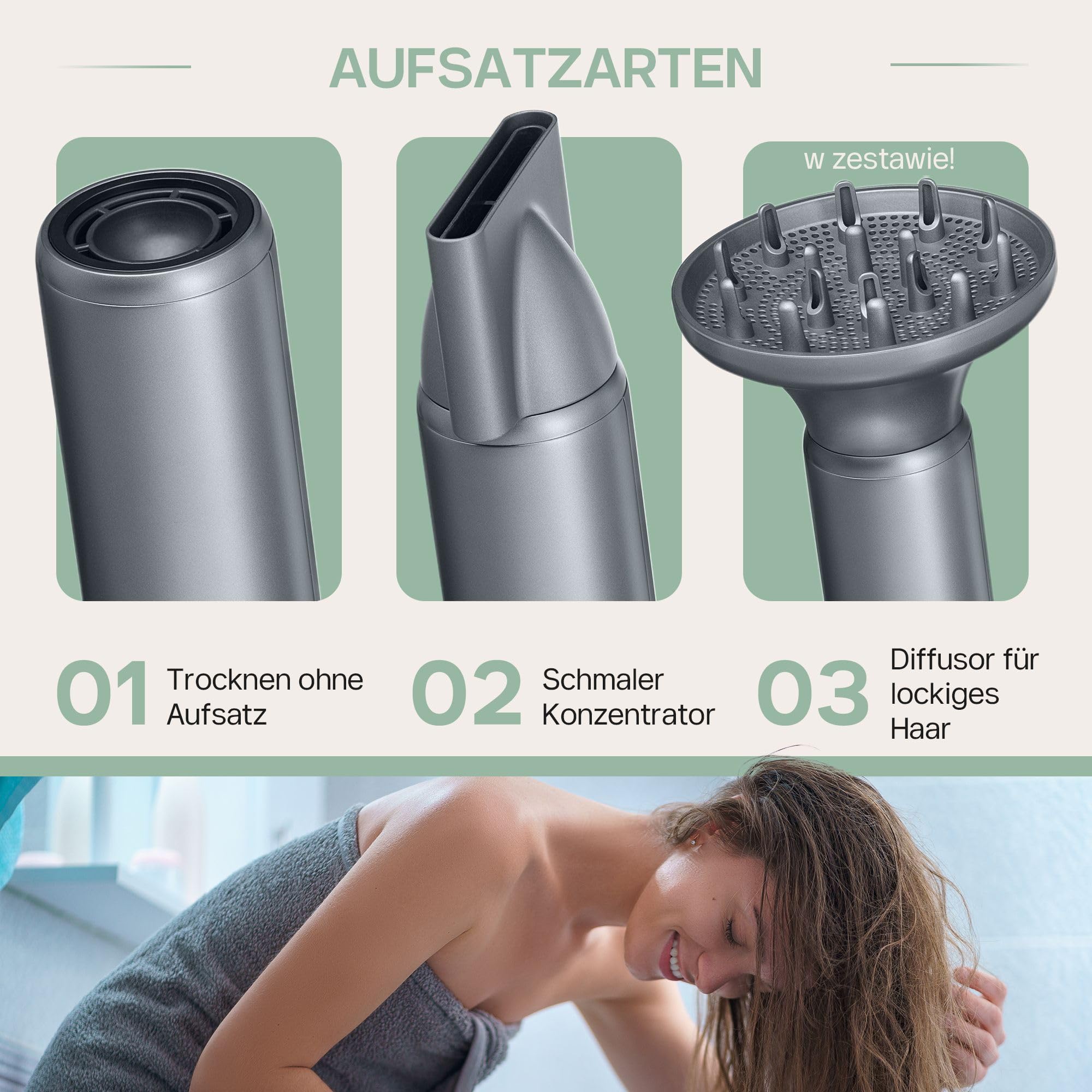 4Swiss Air Power+ Haartrockner mit Ionen-Technologie – Bürstenloser Hochgeschwindigkeitsmotor 110.000 RPM – 8 Modi & Intelligente Temperaturregelung – Schnelltrocknend, Klappbar & Leise
