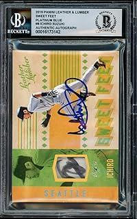 Ichiro Suzuki Autographed 2019 Panini Leather & Lumber Sweet Feet Platinum Card #SF-IS Seattle Mariners Auto Grade Gem Mint 10 With Game Used Relic #1/1 Beckett BAS #16173142 - MLB Autographed Game
