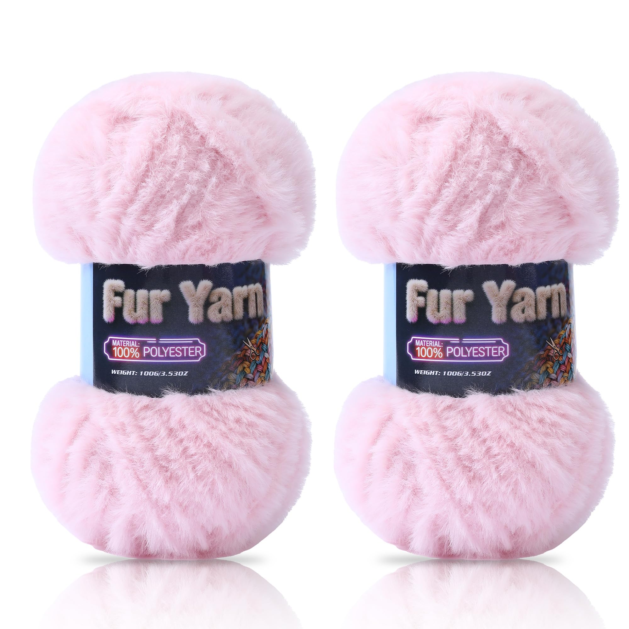 Faux Fur Yarn Soft Fluffy for Crocheting - 2 Skeins(Each 3.5oz/100g, 71yd/65m) - Chunky & Fluffy Yarn for Crochet Amigurumi, Blankets, Hand Knitting, Scarves &Crafts (2, Beige) — view 14