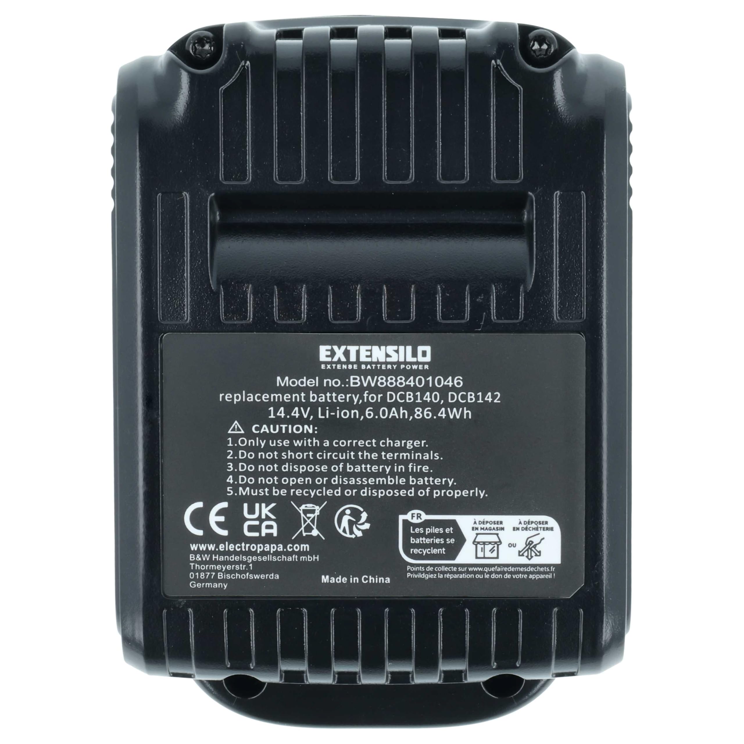 Bateria kompatybilna z Dewalt DCK236C2 (DCD720 + DCD730), DCK235L2 (DCD735 + DCF835) Narzędzie elektryczne (6000 mAh, Li-ION, 14,4 V)