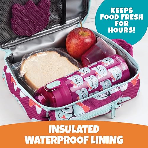 Miniatura 2 de Bentology - Juego de loncheras para niñas, bolsa, botella de agua y bolsa de hielo, 3 piezas, gatito