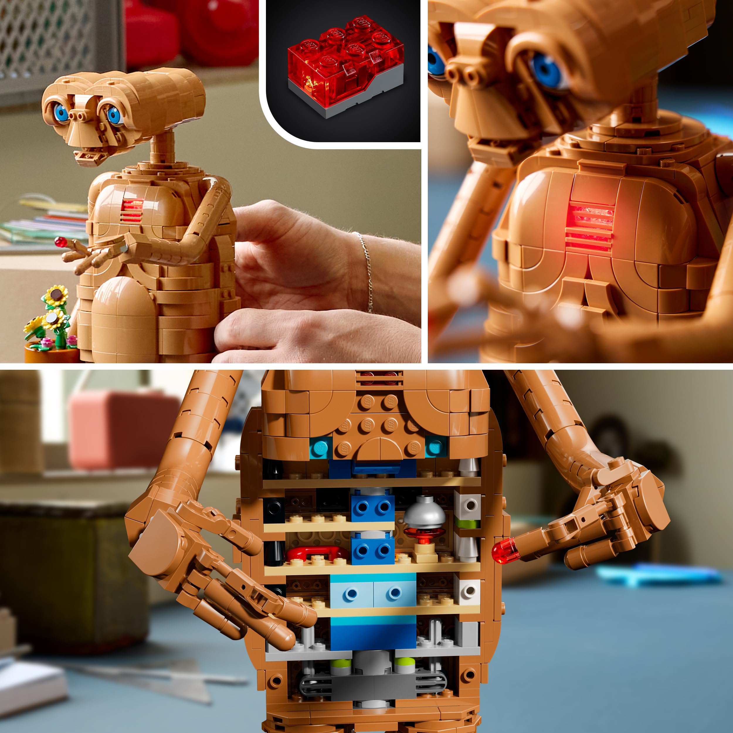 LEGO Ideas E.T. the Extra-Terrestrial - Kit di Modellismo per Adulti con Personaggio Alieno, Fiori Finti in Vaso e Mattoncino Luminoso - Regalo per gli Appassionati di Film e di Fantascienza - 21370