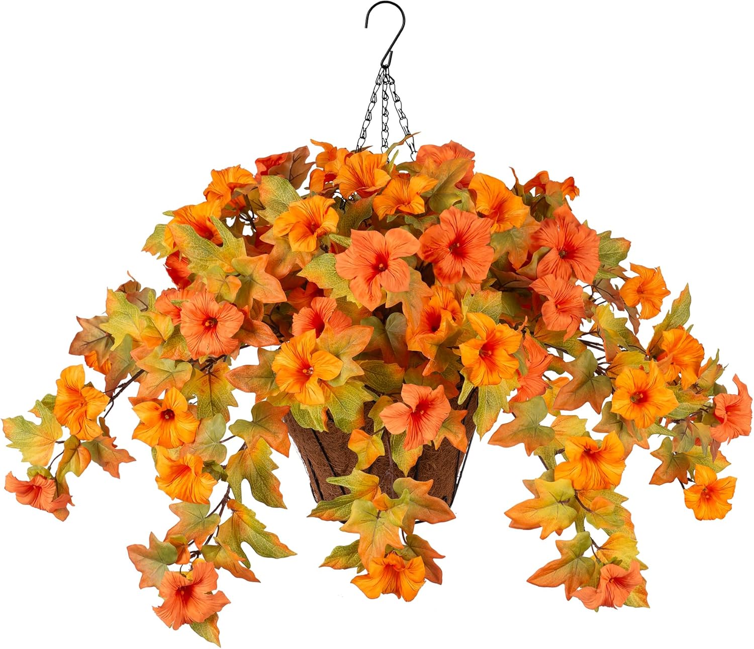 Artificial Fake Fall Flowers with Hanging Basket for Outdoor Fall Decoration, Silk Faux Flowers UV Resistant Fake Plants for Home Porch Patio Garden Window Box Autumn Decor Look Real (Orange) Artificial Fake Fall Flowers with Hanging Basket for Outdoor Fall Decoration, Silk Faux Flowers UV Resistant Fake Plants for Home Porch Patio Garden Window Box Autumn Decor Look Real (Orange)