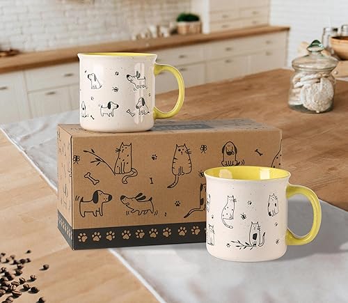 Miniatura 20 de AmorArc Juego de 2 tazas de café de cerámica grandes de 22 onzas, tazas de gran tamaño con mango grande para hombres, mujeres, papá, mamá, taza
