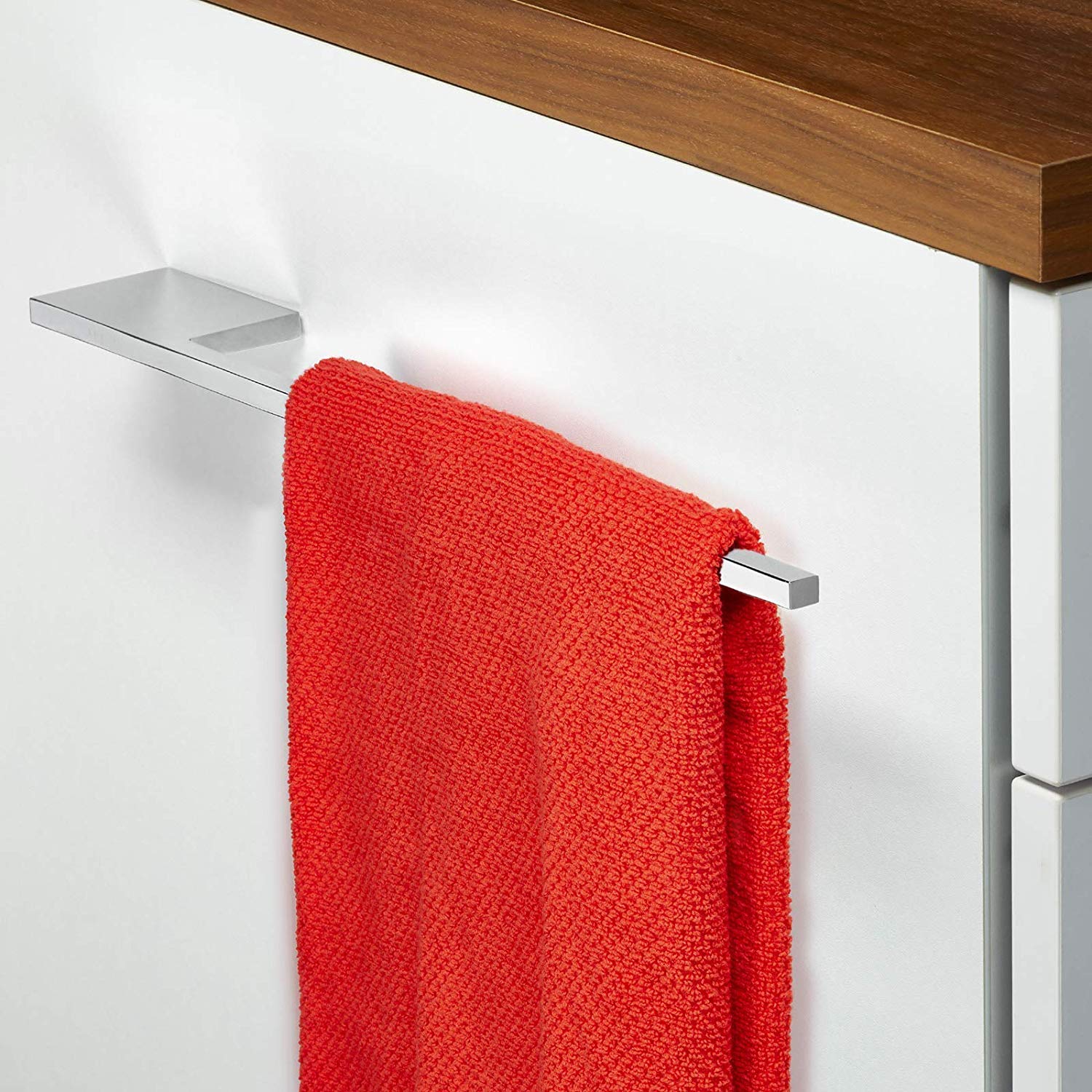 SOTECH 2 pièces Porte-serviettes PARAT pour montage sur armoire Aluminium massif chromé poli Longueur : 400 mm Hauteur : 50 mm Largeur : 10 mm Entraxe 64 mm