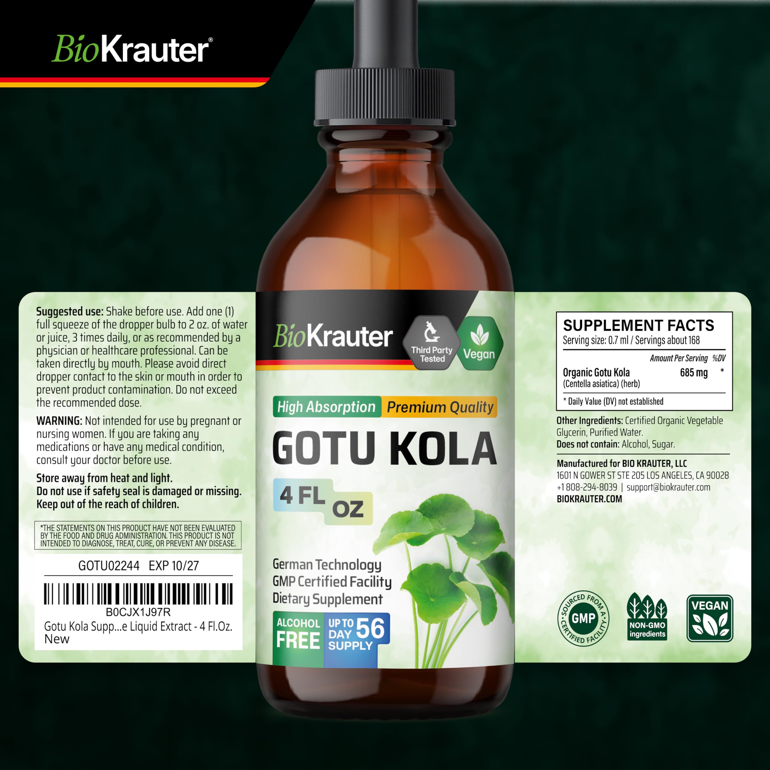 Centella Asiatica (Gotu Kola) Tincture, Supports Calm, 4 Fl.Oz — Amazon image 8