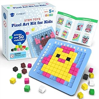 STEM Toys Pixel Art Kit for Kids - Arts and Crafts for Boys & Girls - Educational Science Kits & STEM Activities for Kids Ages 5-8-12 Gifts for 5, 6, 7, 8, 9, 10 Year Old - Brain Teasers Toy (Medium)