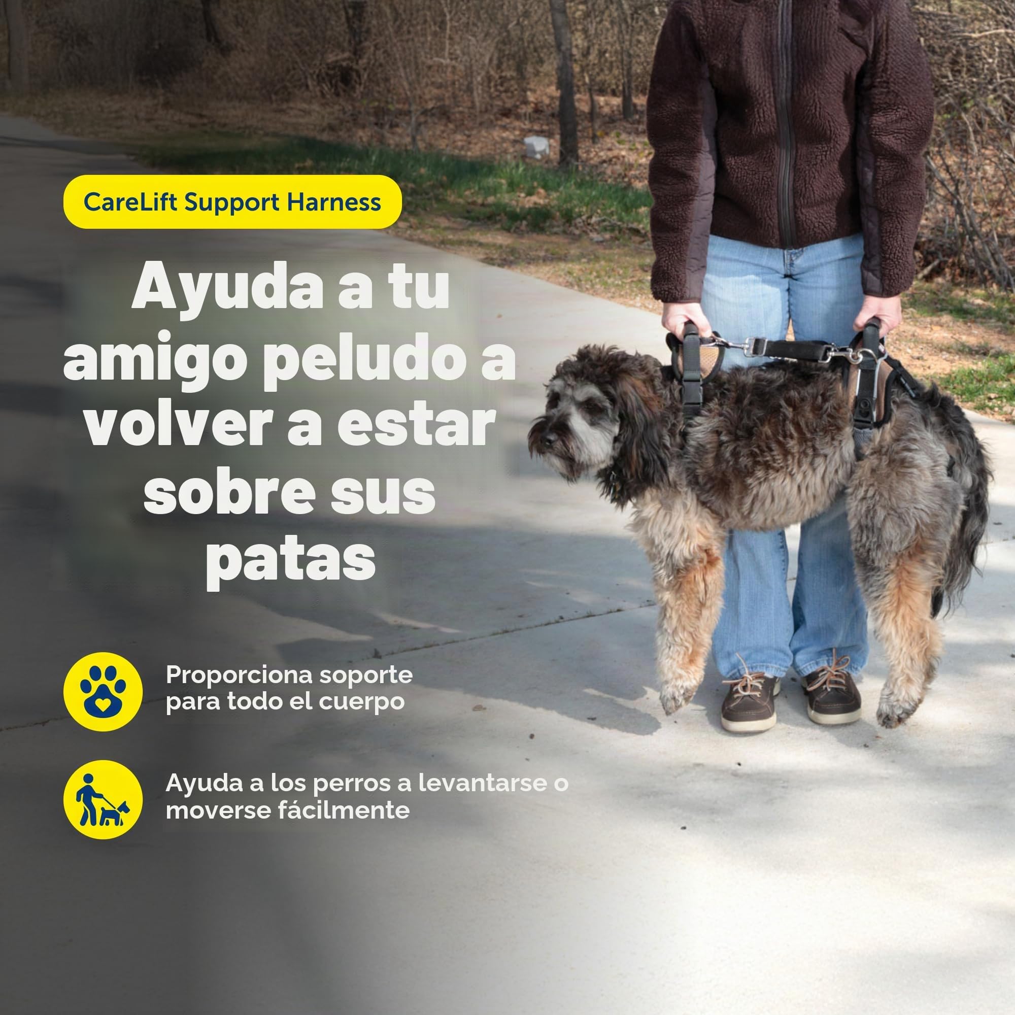 PetSafe CareLift Arnés de Apoyo, Ayuda de Levantamiento de Cuerpo Completo con asa y Correa para el Hombro, Ideal para la Movilidad de Mascotas y Perros Mayores para ayudarlos, Material cómodo,