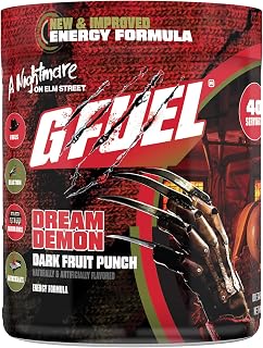Nightmare On Elm Street 2.0 Energy Drink Powder, Pre Workout Caffeine Mix for Gaming, Sugar Free Focus Amino, Vitamin + Antioxidant, 9.9oz (Tart Fruit Punch, 40 Serving)