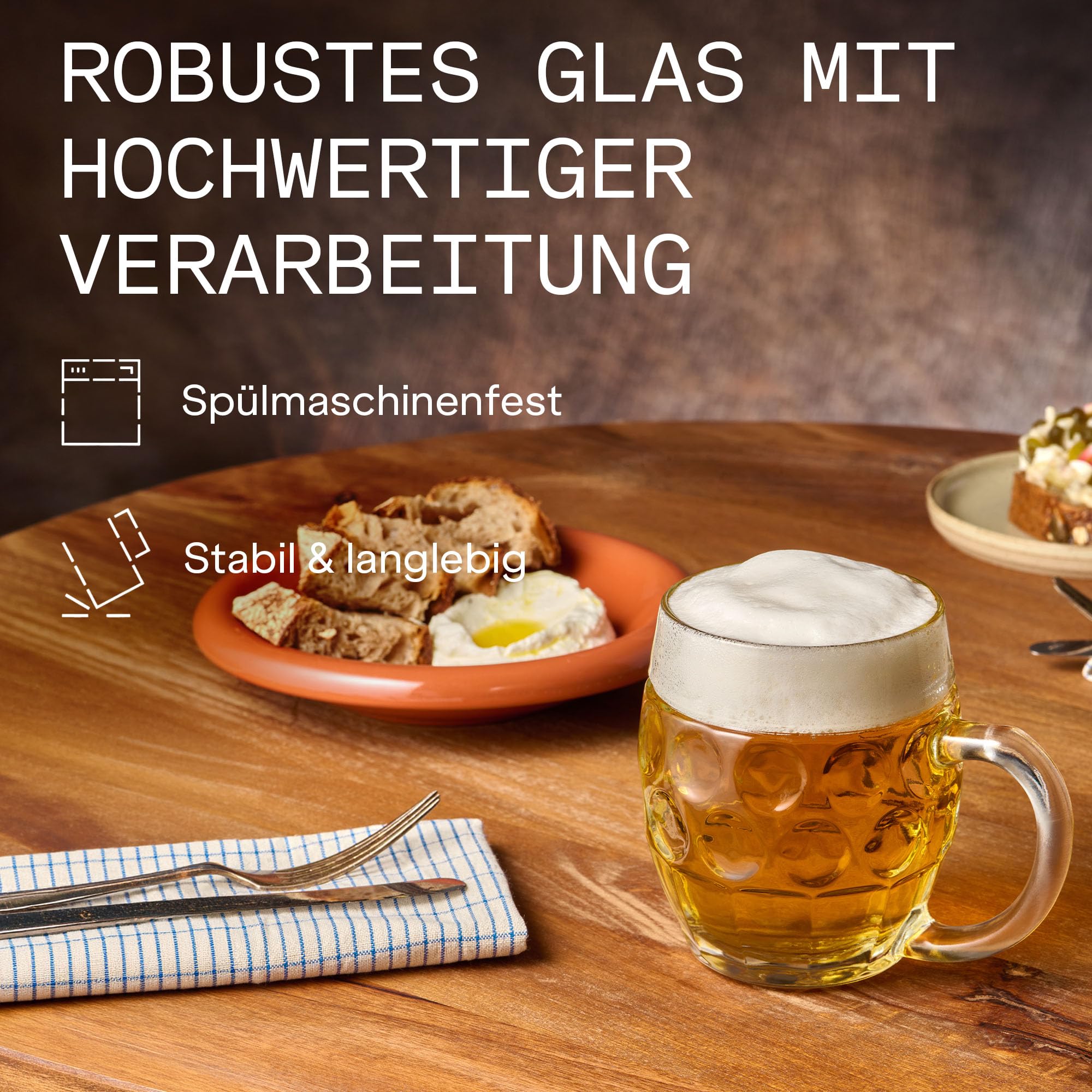 Tübinger Bierkrüge mit Henkel Bierkrug 400 ml, 6er-Set