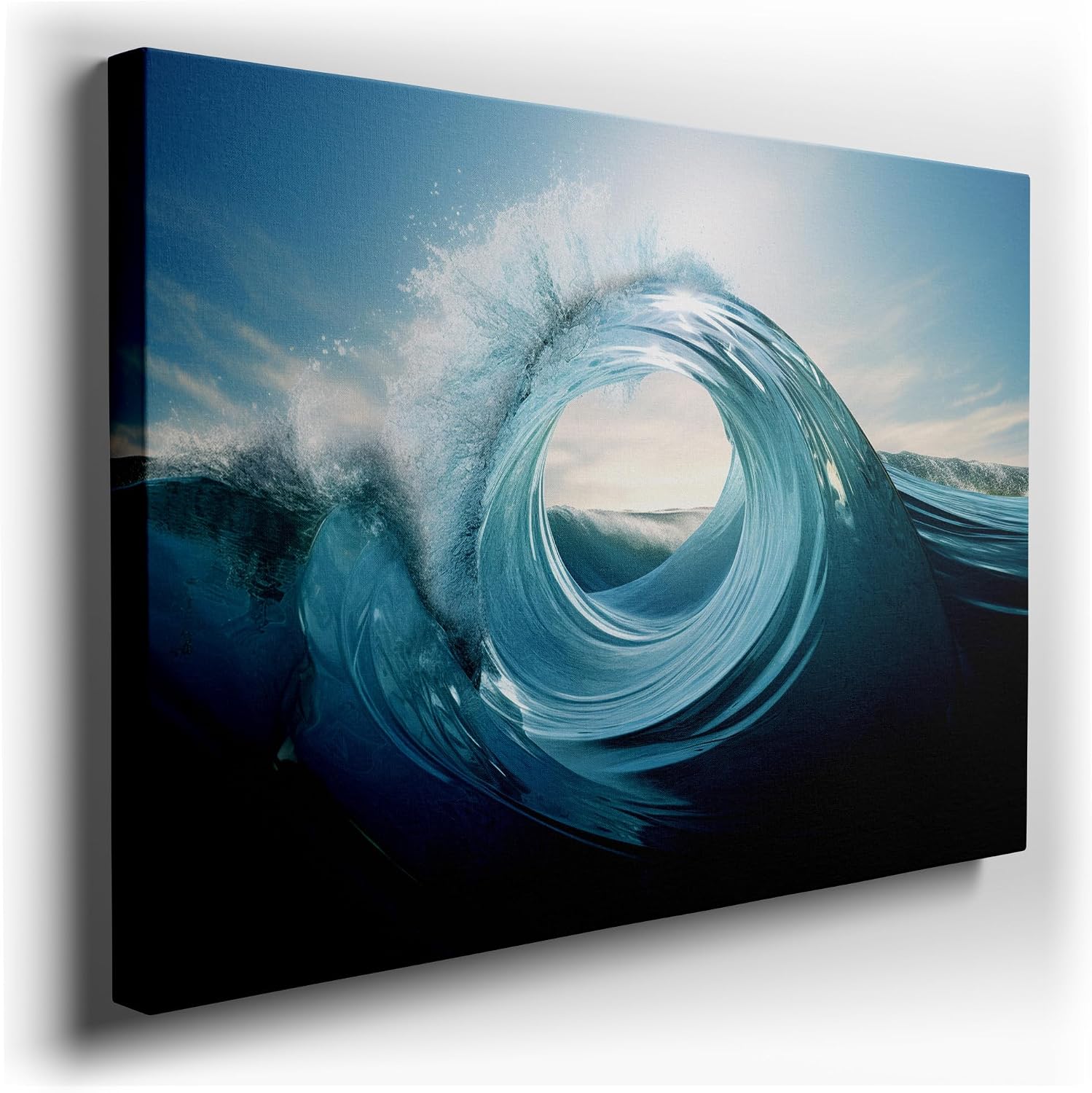 Canvas for Living room. Captivating Ocean Majesty: The Powerful Dance of Sunlit Waves, 27 x 18 inch Canvas Wall Art - Contemporary Masterpieces - Modern Home Decor - 69x46 cm (27x18 inch)