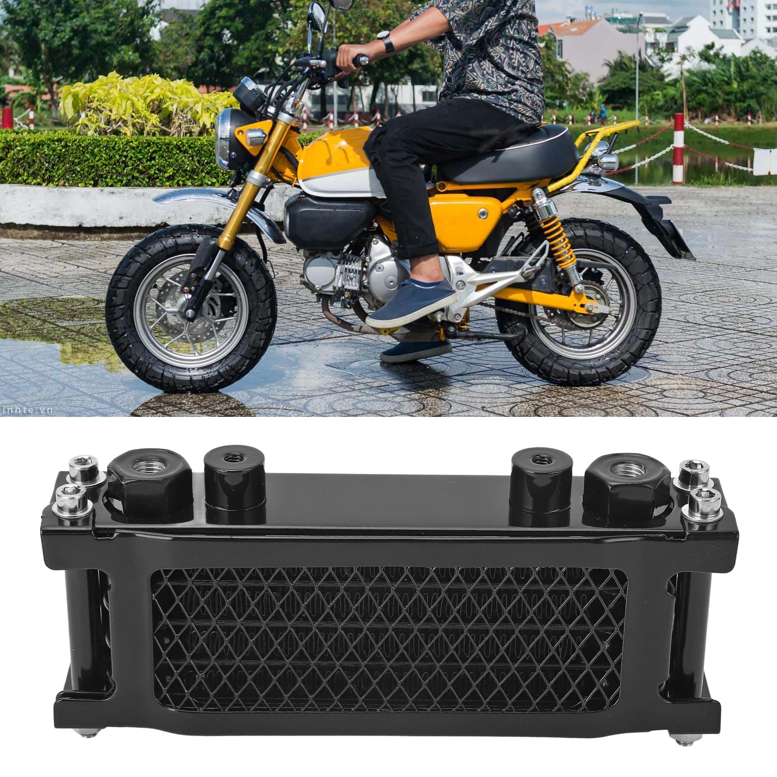 Kit Radiatore Olio Moto, Kit Radiatore Motore Ad Alta Efficienza in Alluminio a 4 File Radiatore di Raffreddamento Olio Motore per Monkey 125 50cc a 150cc Dirt Pit Bike (BLACK)