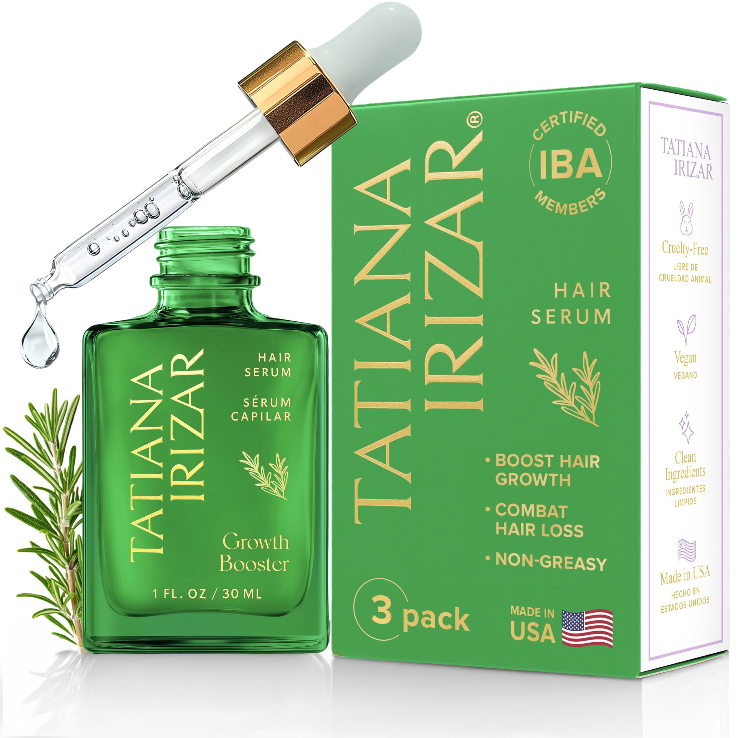 Hair Serum for Hair Growth Serum Women Made in USA - 3 Pack Scalp Serum for Hair Growth Non-Greasy Rosemary & Amla Hair Care Vegan 1 Oz Hair Loss Treatment for Women Regrowth Treatment