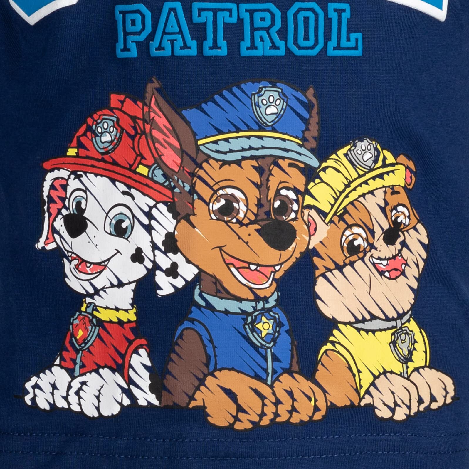 Paw Patrol Nickelodeon Marshall Chase Rubble - Paquete de 2 camisetas gráficas para bebés y niños grandes, Azul/ Gris, 3 años