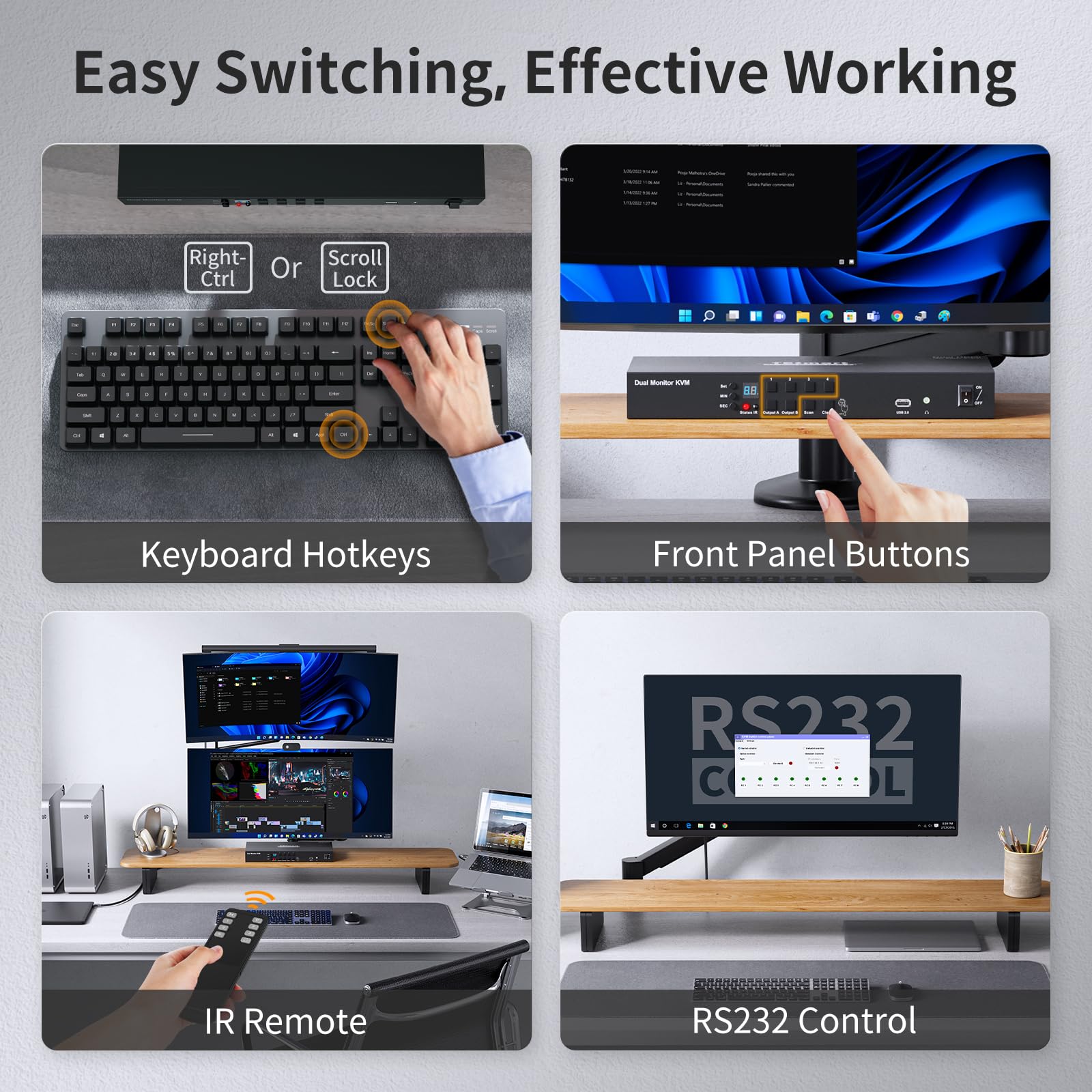 TESmart DP KVM Switch 4 PC 2 Monitor USB 2.0