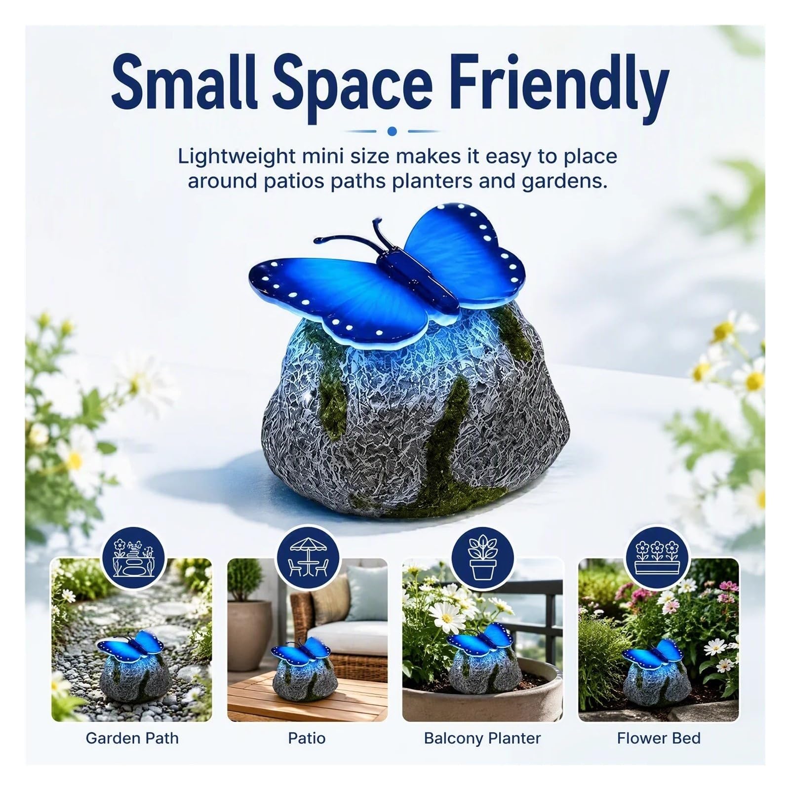 Lampa solarna ogrodowa w kształcie motyla, lampa ogrodowa LED na zewnątrz, dekoracja ze sztucznego kamienia(kolor 2)