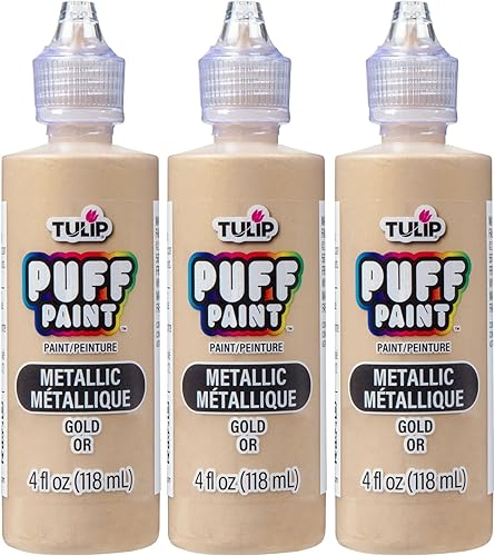 TULIP Puff Paint Metallic Gold 4 fl. oz. Paquete de 3