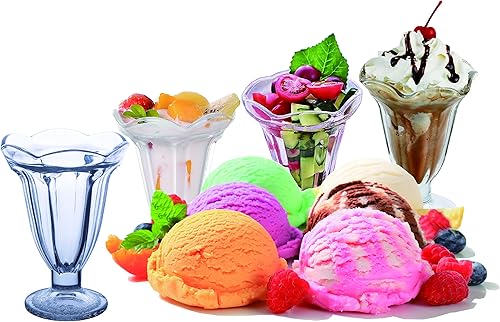 Tulip Sundae and Postsert Cup Ultra Clear - Vaso de base sólida grueso XL extra grande 10 onzas helado pudín mousse parfait frutas juego de 4