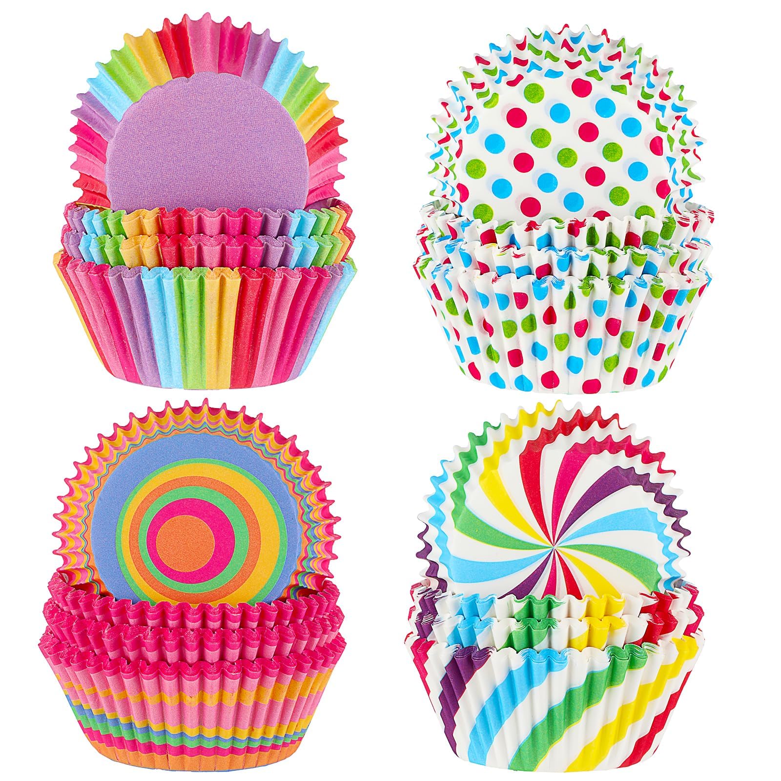 400 PCS Rainbow Cupcake Liners, Rainbow Cupcake Wrappers Colorful Cupcake Liners Muffin Cupcake Liners Cupcake Baking Cups Disposable Baking Cups Setcake Chocolate Candy Making Supplies(4 Vivid Style)