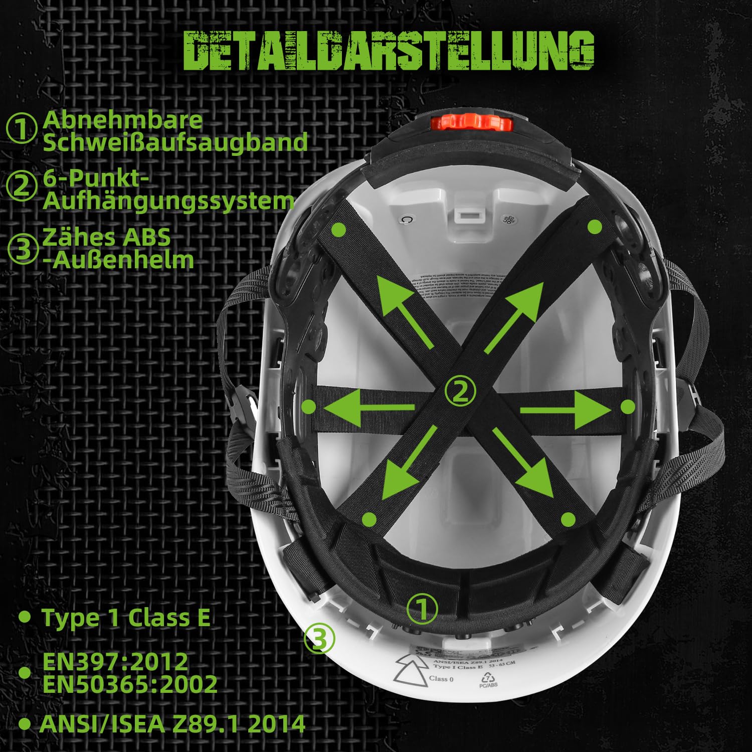 GREEN DEVIL EN50360 EN397 Casco protettivo leggero non ventilato per uomini e donne tipo 1 classe E