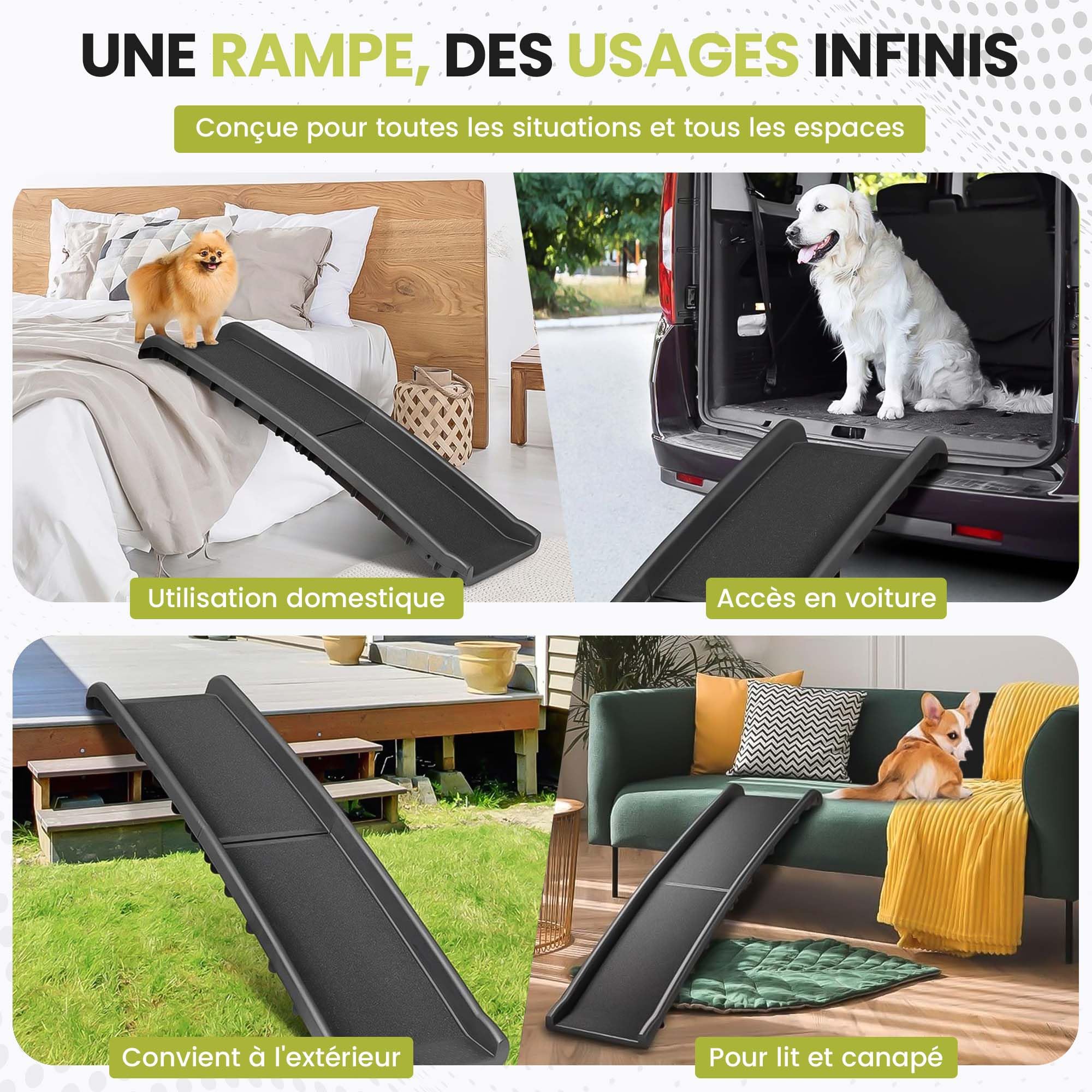 all Pets United® Rampe pour Chien et Chat Pliable Aide à l'entrée dans Le Coffre Escalier pour Animaux domestiques pour Grands et Petits Animaux (Rampe)