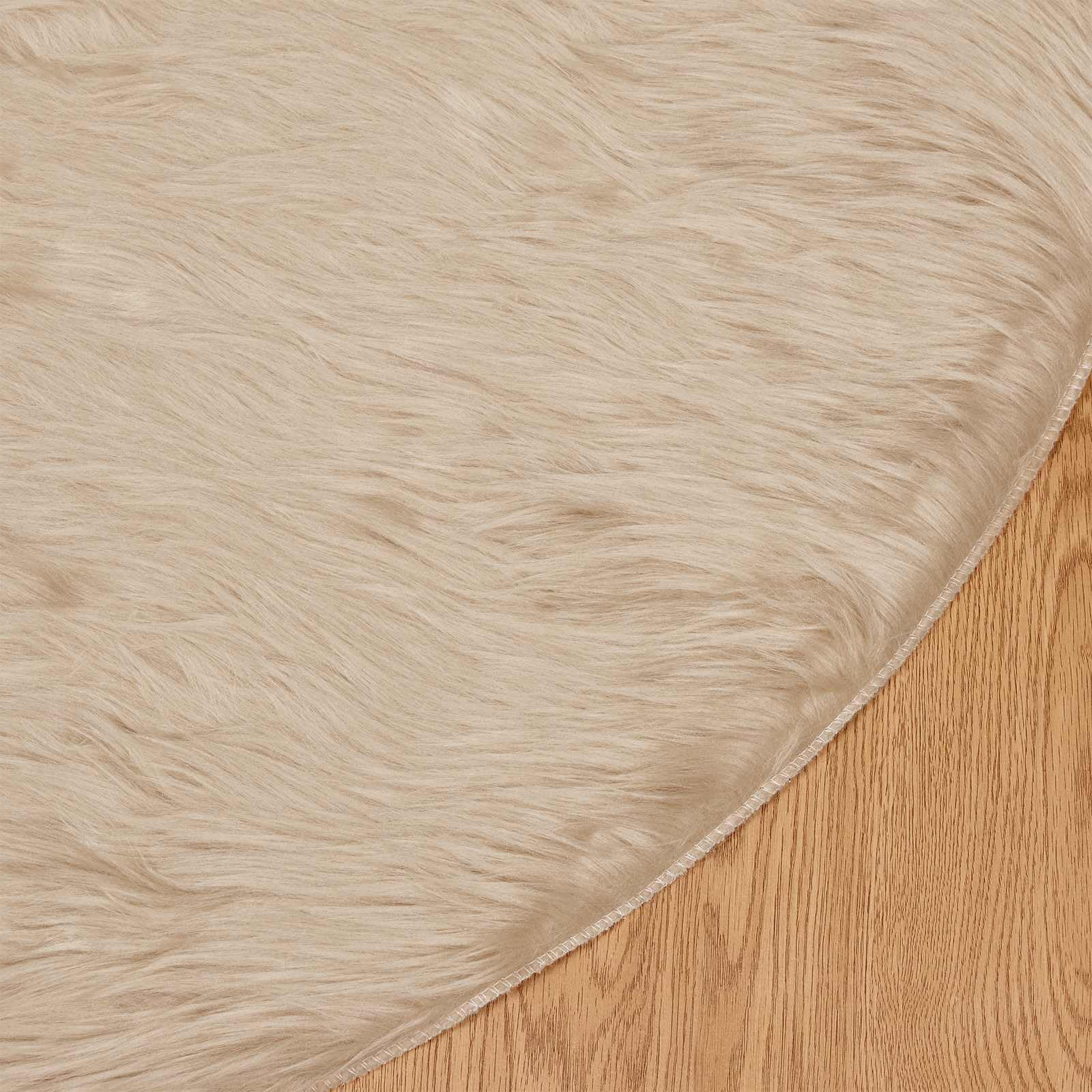 Tappeto in pelliccia di pecora sintetica, rotondo, Ø 160 cm, beige
