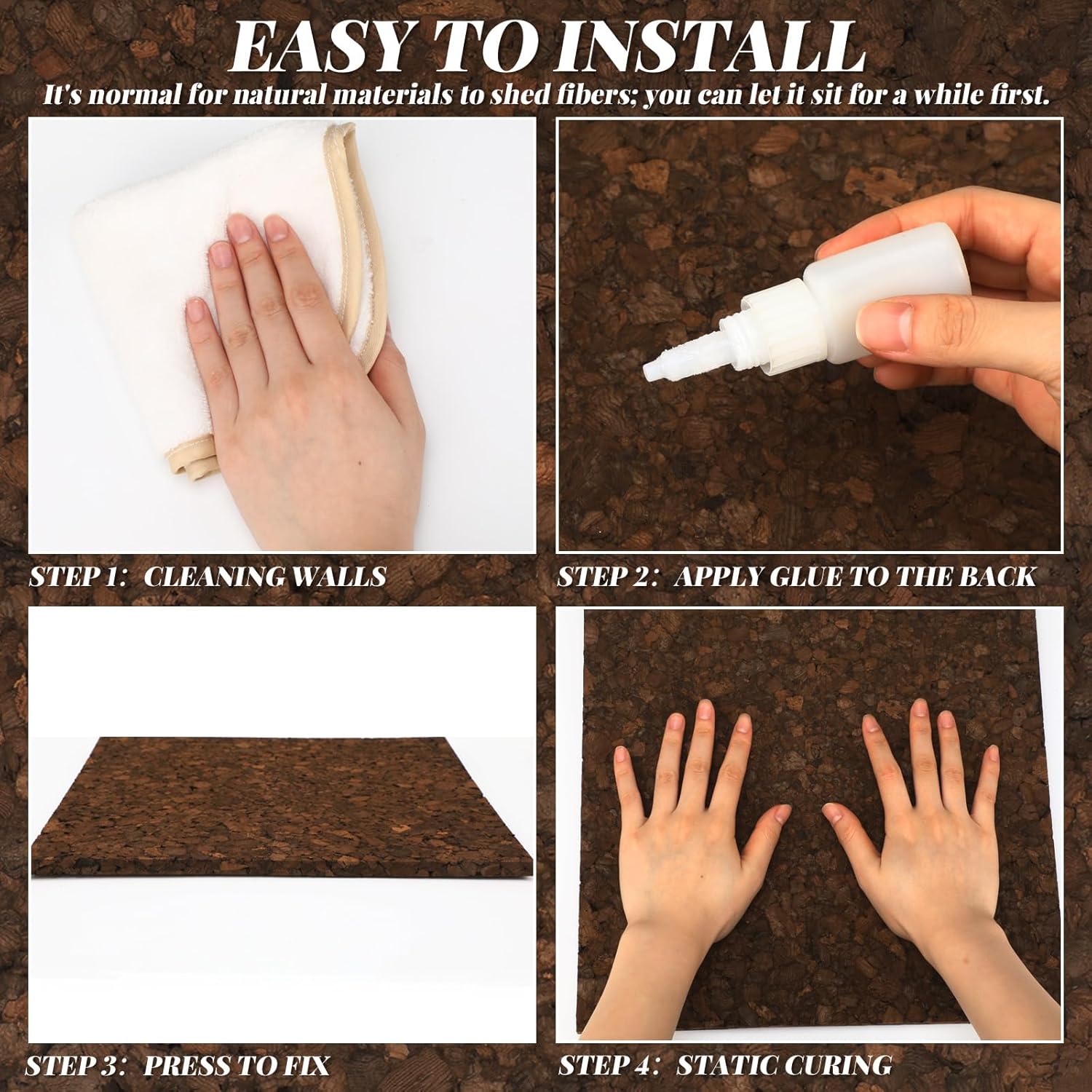 20 Pack Natural Cork Board Tiles 12" x 12" x 3/8'' Thick Dark Brown Corkboard Square Bulletin Board Wall Tiles for Pinning Photo Notes DIY Panels for Home Office Classroom Decor