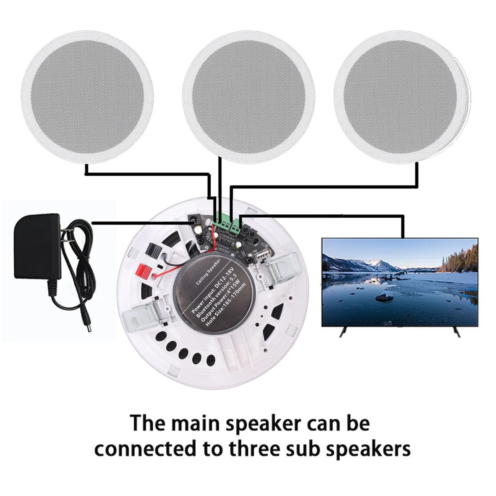 Altoparlante Bluetooth da Soffitto 60W con Amplificatore Classe D Integrato (white)