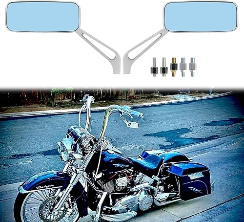 0.315 in0.394 in Negro Rectángulo Motocicleta Retrovisor Lateral Espejos para Cruiser Chopper Honda Kawasaki Suzuki Yamaha (Plata)
