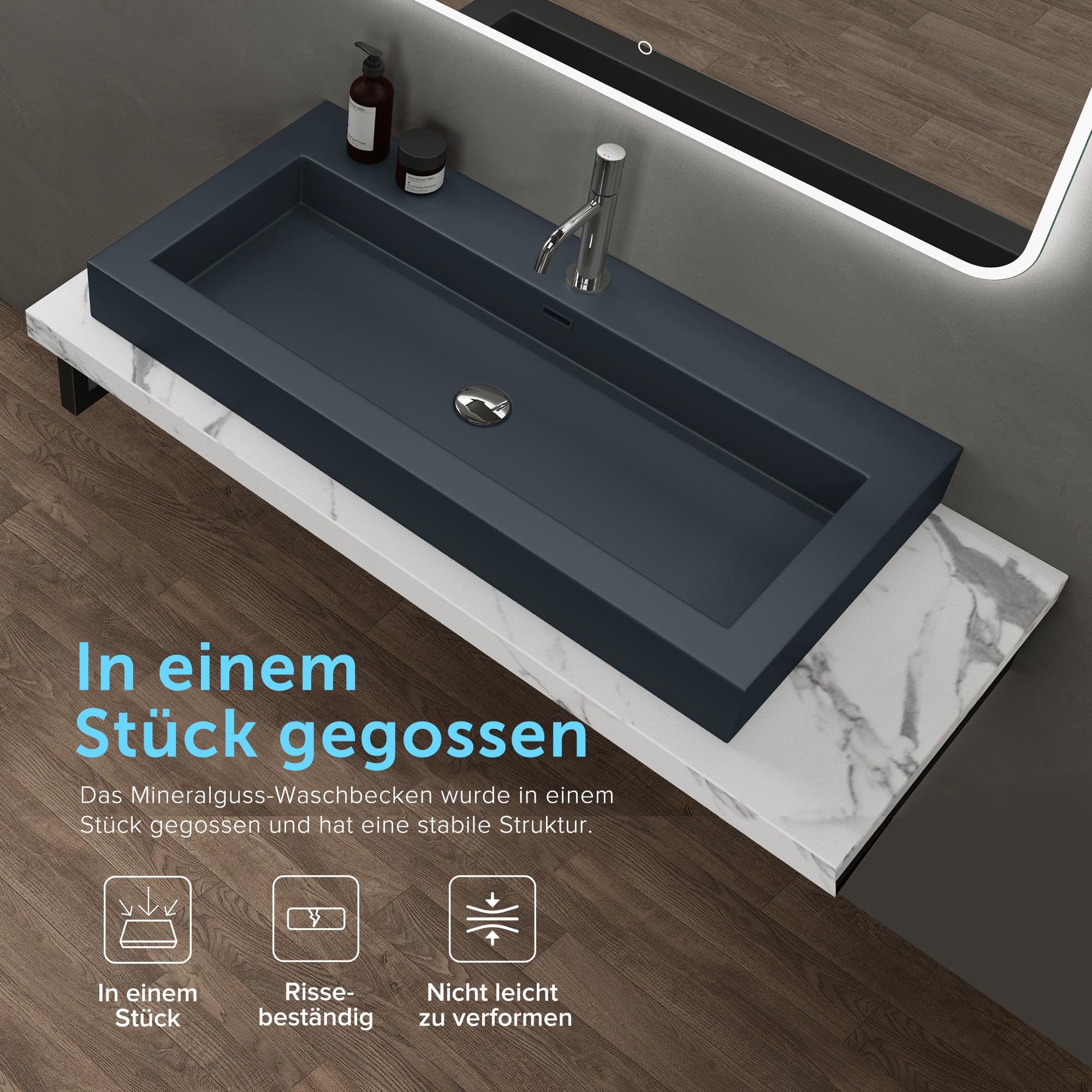 Lavabo Da Appoggio In Marmo Resina Bianco Lucido - 60x48x10 Cm, Con Foro Rubinetto E Troppopieno, Colossum18 - Foto 10