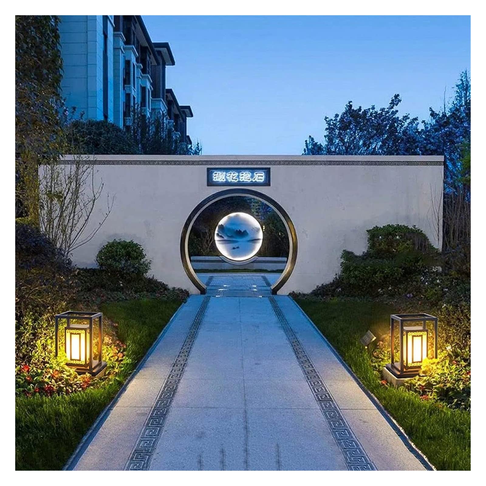 Luce da cortile Lampada da pilastro per esterni Lampada da colonna in acciaio inossidabile Lampada da pilastro da giardino Lampione stradale impermeabile Cancello ad energia solare Recinzione Prato