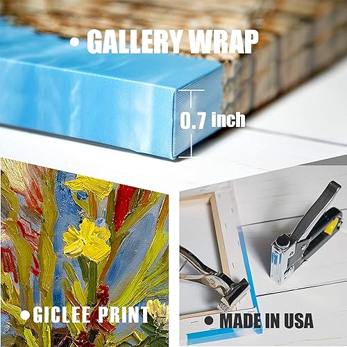 Miniatura 564 de A&T ARTWORK The Starry Night de Vincent Van Gogh. Tamaño del marco: 36 x 30 pulgadas, tamaño de la imagen: 30 x 24 pulgadas, reproducciones clásicas