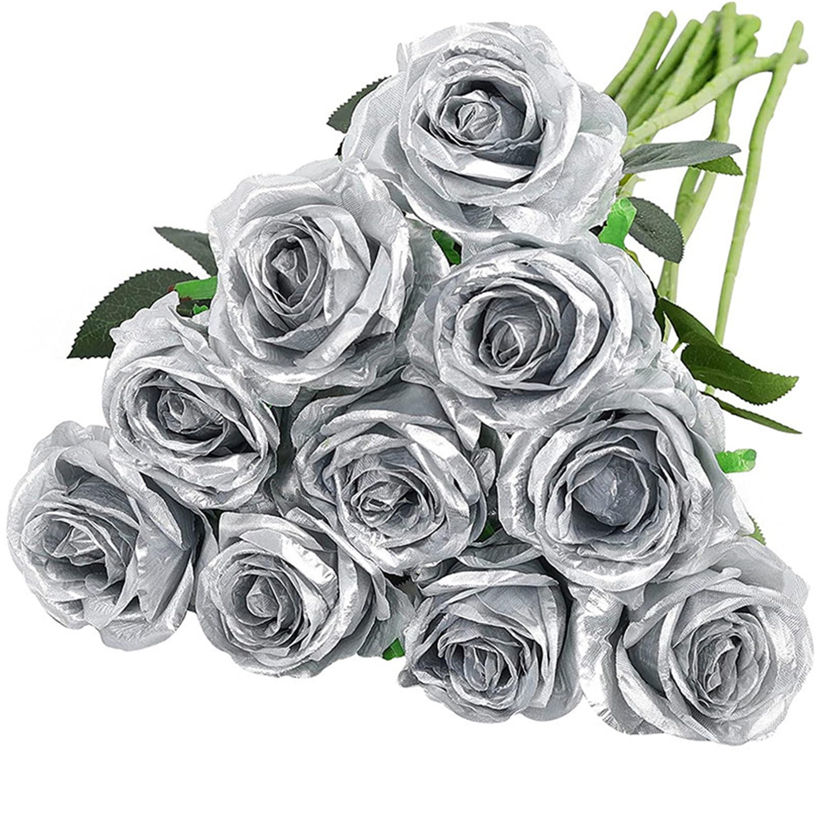 JSGHGDF Realistic Rose Flower 10Pieces Wedding Bouquet Silk Rose Home Flower Arrangement Ceremony Centerpiece Decors Realistic Silk for Wedding Decors