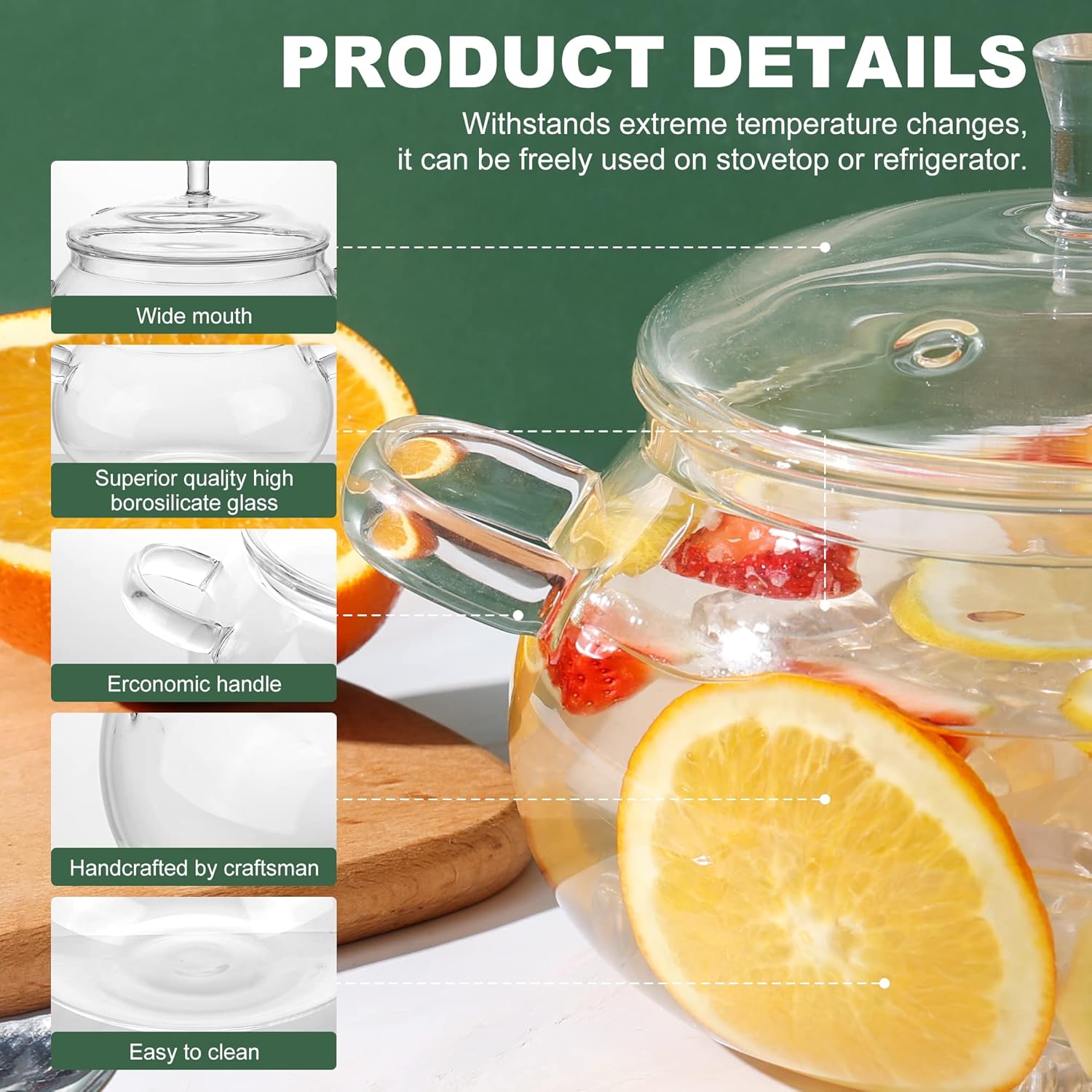 Glass Simmer Pot,83oz/2500ml Clear Glass Pots for Cooking on Stove with Lid, Large Saucepan Cookware Set for Pasta Noodle, Soup, Milk, Baby Food