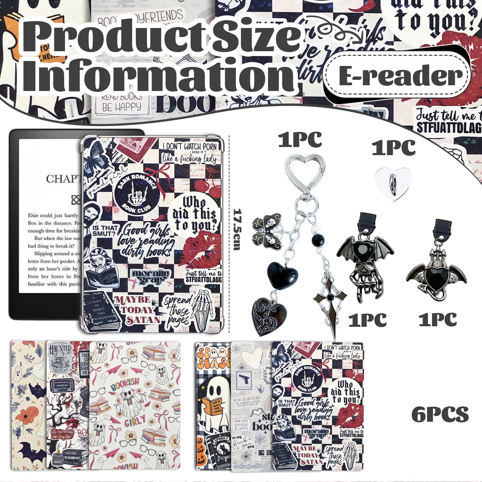 6 PCS 17 cm x 12 cm Clear Back Insert Compatible with Kindle Paper White 11th to 12th Generation Soft Silicone Beaded Strap Charm Accessory for Kindle — view 2