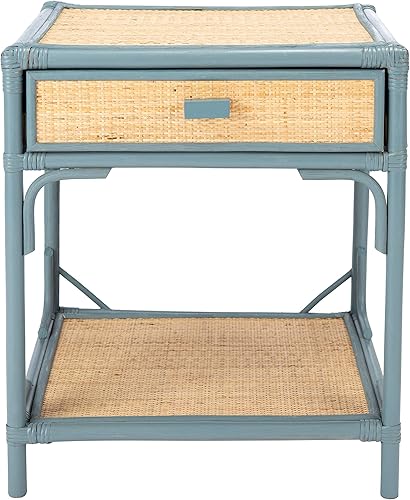 Miniatura 4 de SAFAVIEH Home Collection Roya Mesita de noche de ratán gris y natural con 1 cajón y 1 estante