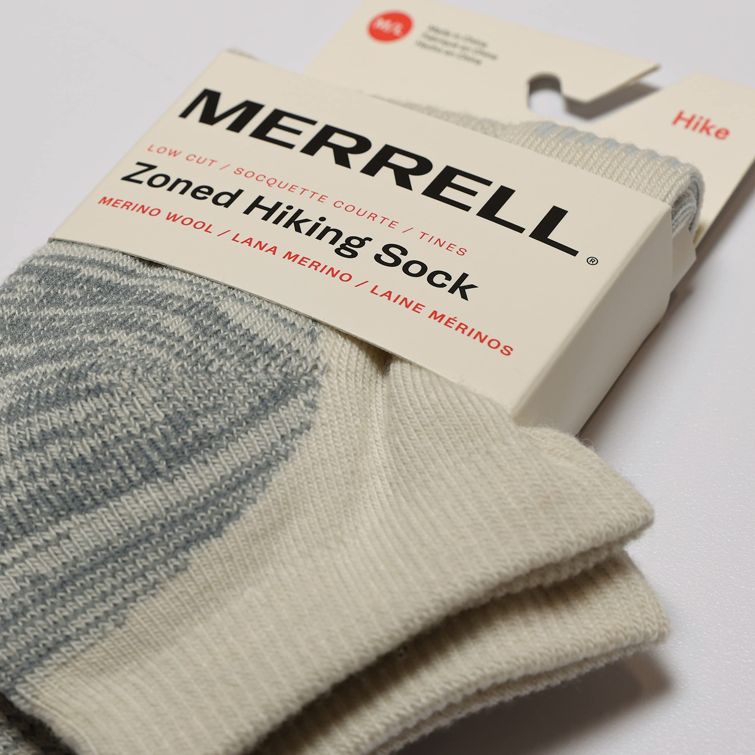 Merrell Men's And Women's Zoned Cushioned Wool Hiking Low Cut Socks-Breathable Arch Support Calzini, Bianco (Whisper White), X-Large Unisex-Adulto