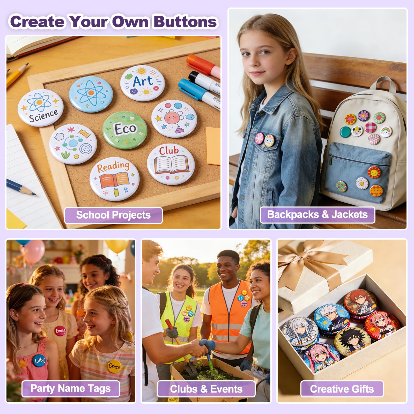 Happizza Button Maker Machine - Create Custom Buttons! -4