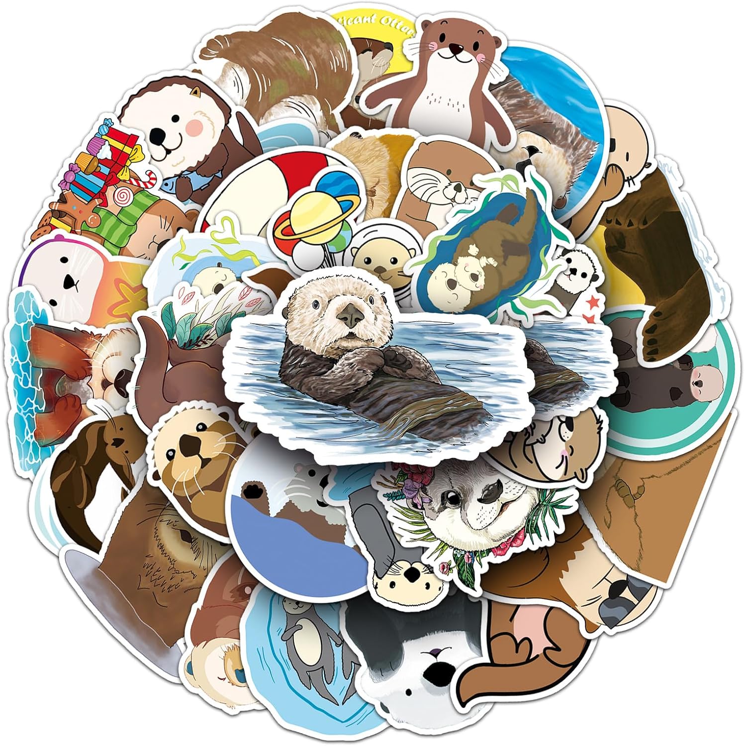 Kawaii Capybara Stickers 50pcs, Vinyl Waterproof Animal Stickers, Cute Cartoon Animal Sticker Cute Aesthetics Stickers Pack Vinyl for Laptop, Water Bottle, Skateboard, Scrapbooking, Party Favors