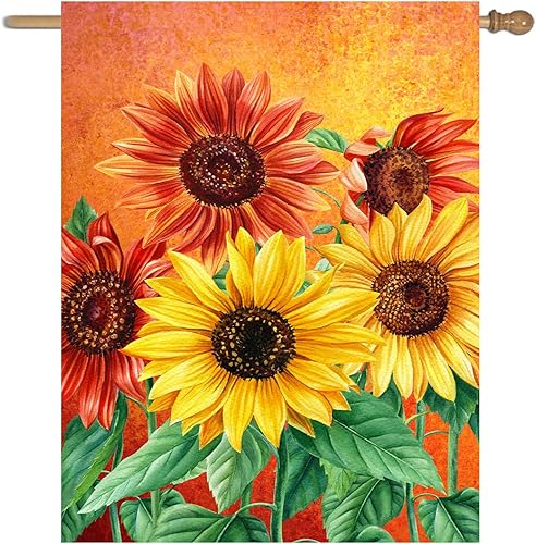 Bandera de girasol para casa de otoño de 28 x 40 pulgadas, bandera de jardín de verano de doble cara, banderas de otoño para exteriores, granja,