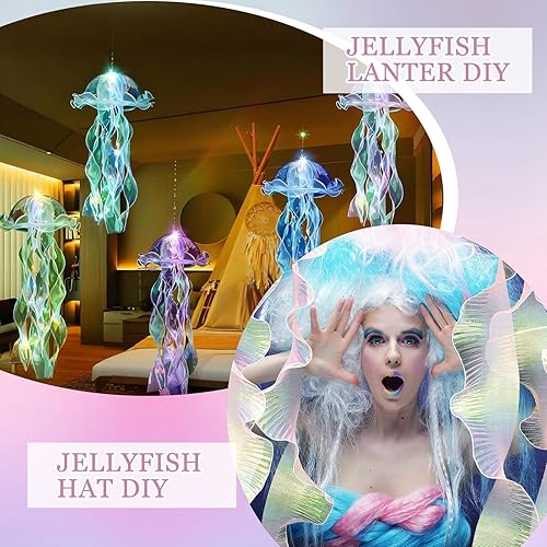 Miniatura 5 de Newwiee Adorno de gasa plisada con volantes de 15 yardas, cintas de organza medusa, cinta iridiscente con volantes, tela de medusa, adorno de tela